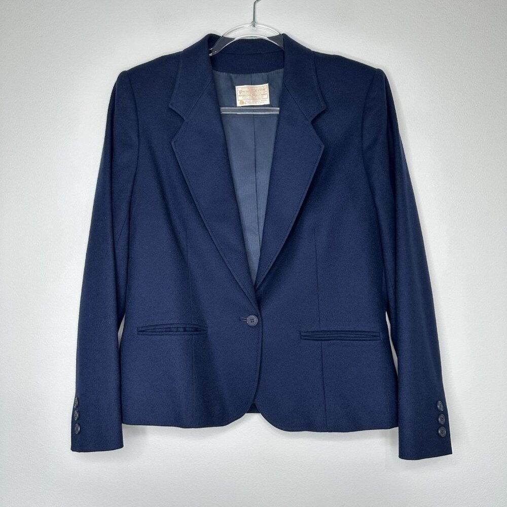 Vintage Pendleton Virgin Wool Blazer‎ Size 8 Navy Blue